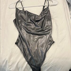 Metallic Silver women’s body suit